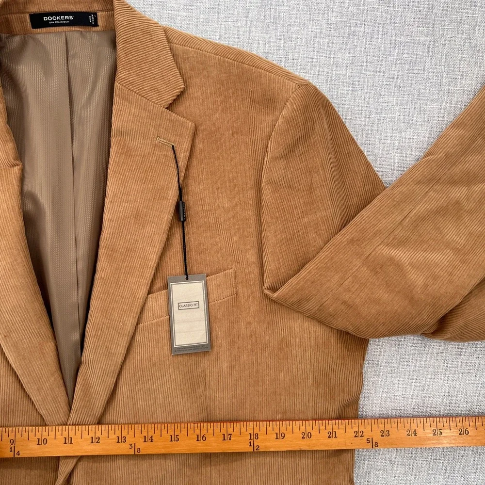 NEW Dockers Corduroy Blazer Sport Coat Jacket Men 44L‎ Beige Cotton Academia Ivy